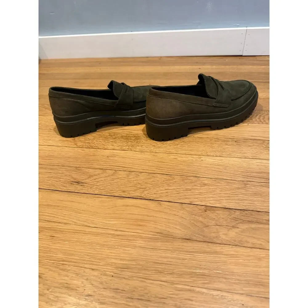 Patina Olive Green Suede Lug Sole Penny Loafers Women’s 8.5 - Picture 4 of 7